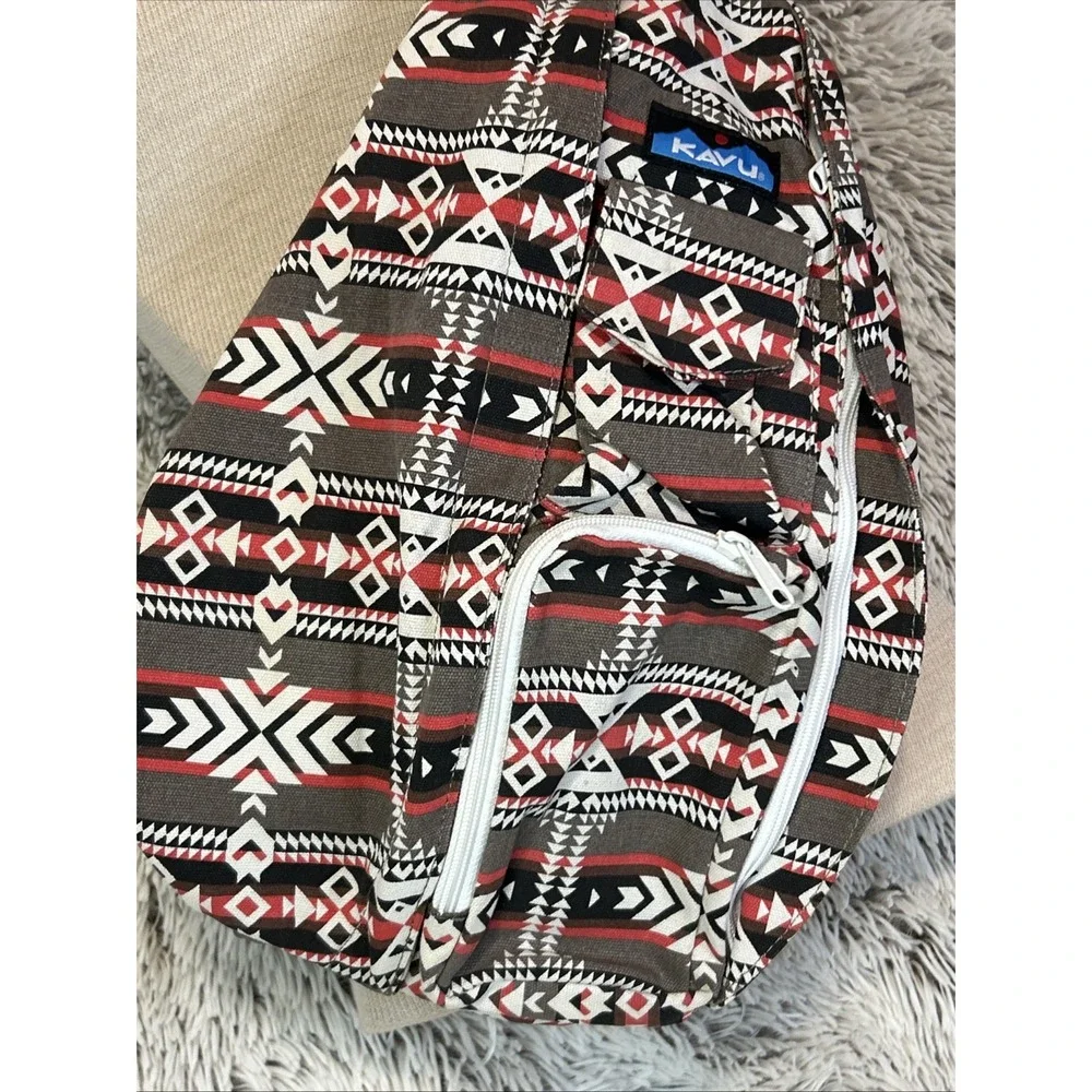 Kavu Aztec Multicolor Rope Sling Bag Brown Black Red‎ School Hiking Gym